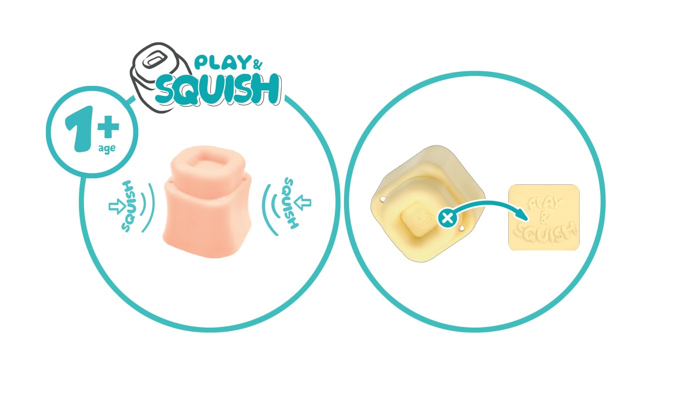 Mochtoys Zestaw Do Zabawy, 24 Kolorowe Klocki, Pastelowe Barwy, Rozwijające Zdolności Motoryczne i Sensoryczne, Kompatybilne z Serią Play&Squish, Dla Dzieci Od 1 Roku Życia