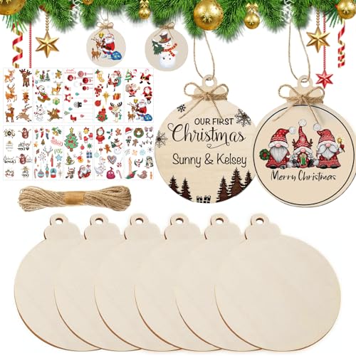 Rondelles de bois 6 cm disques pré-percés cercles non finis pour décoration de Noël
