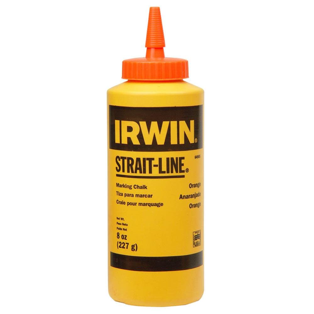 IRWIN Tools STRAIT-LINE High-Visibility Marking Chalk, 8-ounce, Orange (64905ZR), Pack of 1