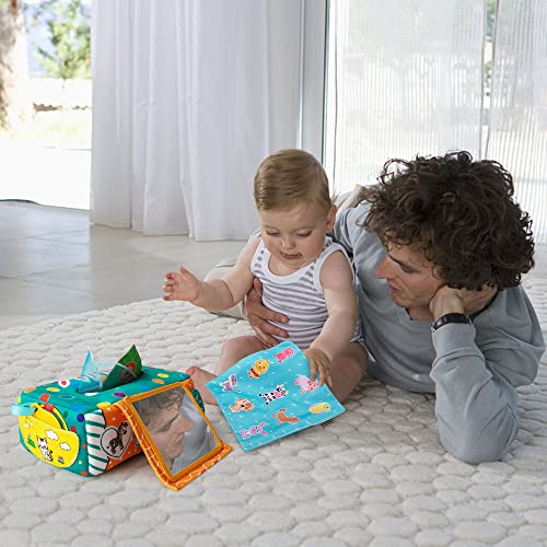 Teytoy Baby Tissue Box Toy, Montessori Tissue Box Sensory Toy With Tummy Time Mirror Toy For Infant Newborn Toddlers High Contrast Sensory Toys For Boys Girls Early Learning Toys Baby Gifts #TOP6