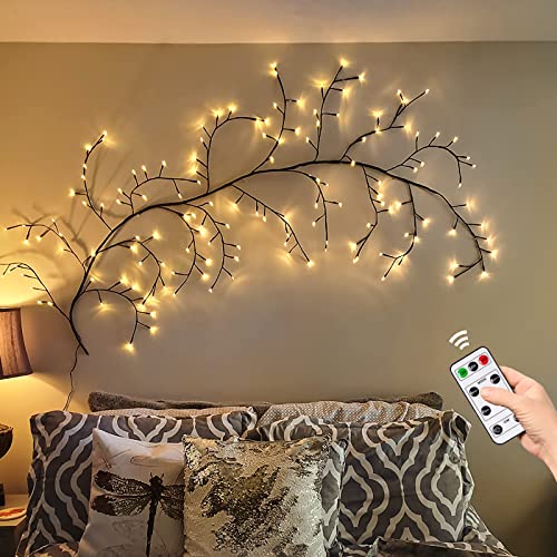 Goeswell Enchanted Willow Vine Lights With Remote, Christmas Decorations Flexible Diy Vines With Lights, 144 Leds 7.5Ft Willow Lights For Bedroom Walls Livingr Room (Brown + Remote Control) #TOP1