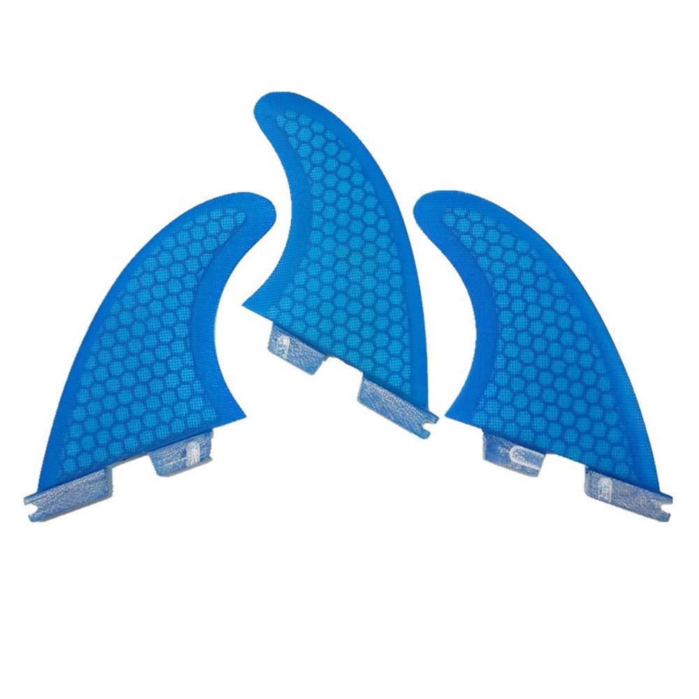UPSURF Surfboard 3Fins Double Tabs 2 Fins S-M-L Size Surfboard Honeycomb Fibreglass Fins (Blue G7)