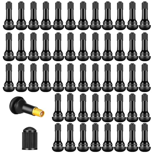 Scettar 110 Pcs Valve Pneu Voiture TR413, Valve de Vide de Pneu Tubeless(46mm),Valves en Caoutchouc Snap-in Jantes,Convient pour Les Voitures, Motos et vélos