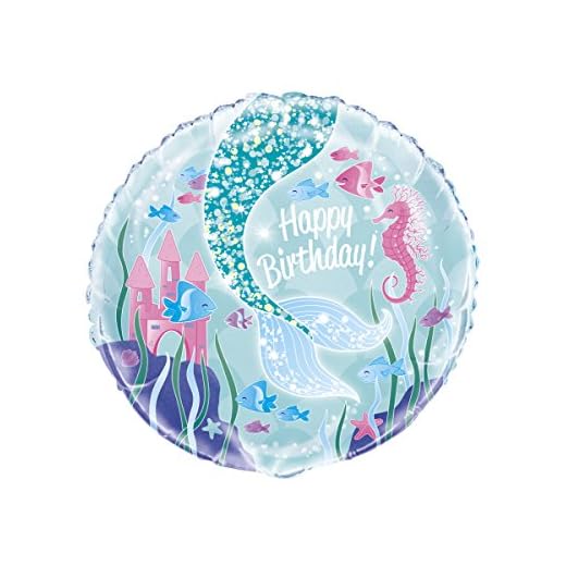 Unique- Mermaid Balloon Globo Foil de Cumpleaños Fiesta Sirena, Multicolor, 45 cm (58337)