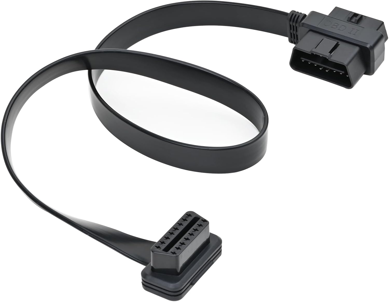 iKKEGOL Right Angle OBD II OBD2 16 Pin Splitter Extension Cable 1x Male and 2X Female Low Profile Ribbon Slim Extender Cord Adapter 60cm/2FT 24" Inch