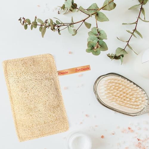 Image of Midazzle Natural Bath Loofah Scrubber - Premium Exfoliating Body Scrubber for Deep Cleansing, High-Lather Foam, Gentle Skin Renewal, Improved Circulation, and Refreshing Bath Experience (MIOL6105)