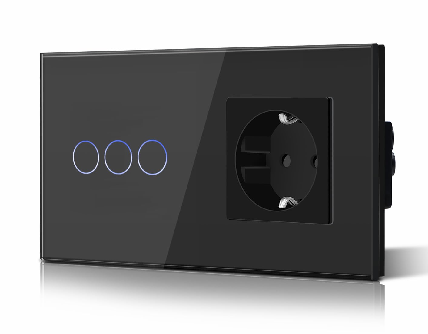 BSEED Interruptor táctil y enchufe pared,Toma de corriente con USB C,Panel de Vidrio con pulsador LED,Sin Función Wifi,1 Gang 1 Vía+1 Enchufe USB/Tipo C,157mm Negro — view 47