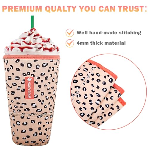 Image of Wk ieason Iced Coffee Cup Sleeves Reusable Neoprene Iced Coffee Sleeve for Hot Cold Drinks Beverage Cooler sleeve Iced Coffee Cup Cover 16-32OZ for for Starbucks Dunkin Coffee and More