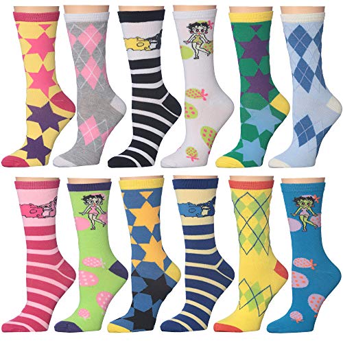Frenchic 12/24/48 Pairs Pack Women's Colorful Patterned Cute Funny Casual Fashion Crew Socks