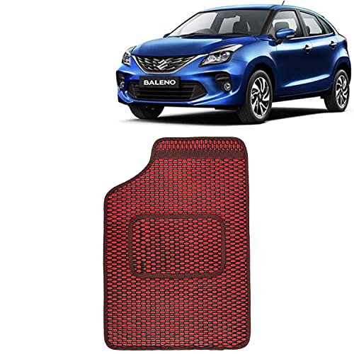 Image of Kingsway Dotted Design Car Floor Foot Mats Universal Fit for Maruti Suzuki Baleno, Model Year : 2019-2022, Water and Dustproof, Color Red, Set of 5 Pieces