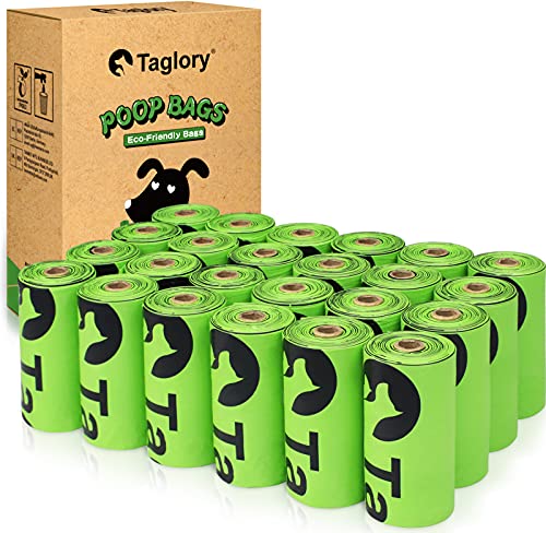 Taglory Hundekotbeutel, 24 Rollen/ 360 Stück Kotbeutel für Hunde, Hundekotbeutel Biologisch Abbaubar, Hundekotbeutel Kompostierbar, Auslaufsicher, Dick und Stark, Lavendelduft, 23 x 33cm Cover
