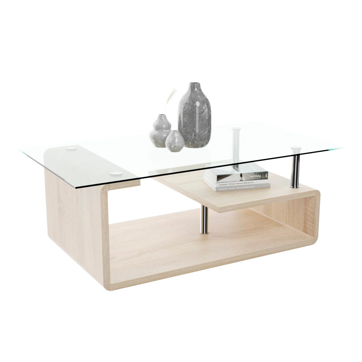 Somnia Descanso - Mesa de Centro de Cristal, Mesita de Salón o Comedor, Modelo Sara, Acabado en Color Cambria, Medidas: 120 cm (Ancho) x 65 cm (Fondo) x 42 cm (Alto)