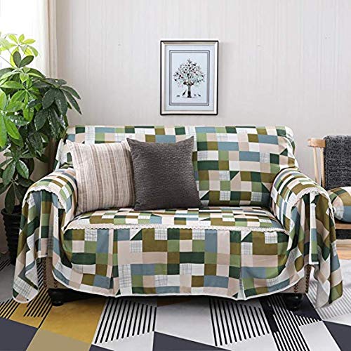 Housse de canapé floral imprimé en coton et lin jeté de canapé universel 215x350cm