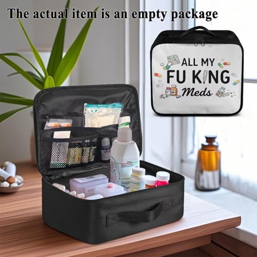 Image of Gomyblomy Customized First Aid Kit All My Fucking Meds Print Personalized Emergency Kits Add Your Image or Color Portable Medium Medical Supplies Storage Bags for Cars Home Travel