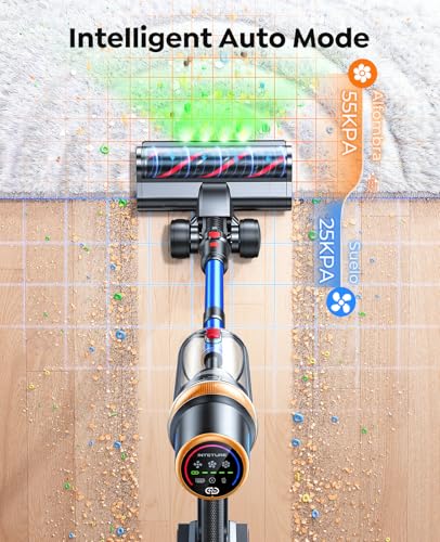 Image of Cordless Vacuum Cleaner, 650W 55KPA 70Mins Vacuum Cleaners for Home, Upgraded Stick Vacuum with Mattress Cleaning Tool, Wall Mount Charging, Auto Mode, Self-Standing Vacuum for Pet Hair /Floors /Carpets