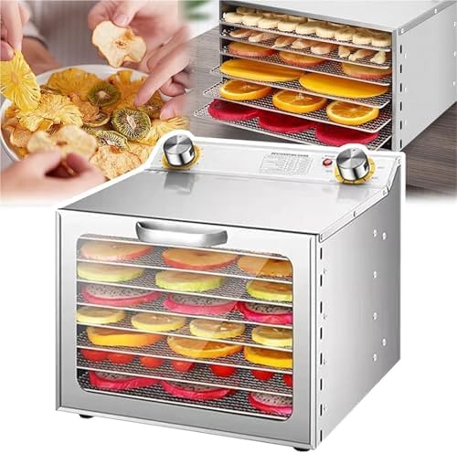 6/8/12 Layer Food Dehydrator & Freeze Dryer Machine for Fruits, Vegetables, Meat & Seafood - Smart Home Dried Fruit Maker for Healthy Snacks & Meal Prep, 6-Layer Silver