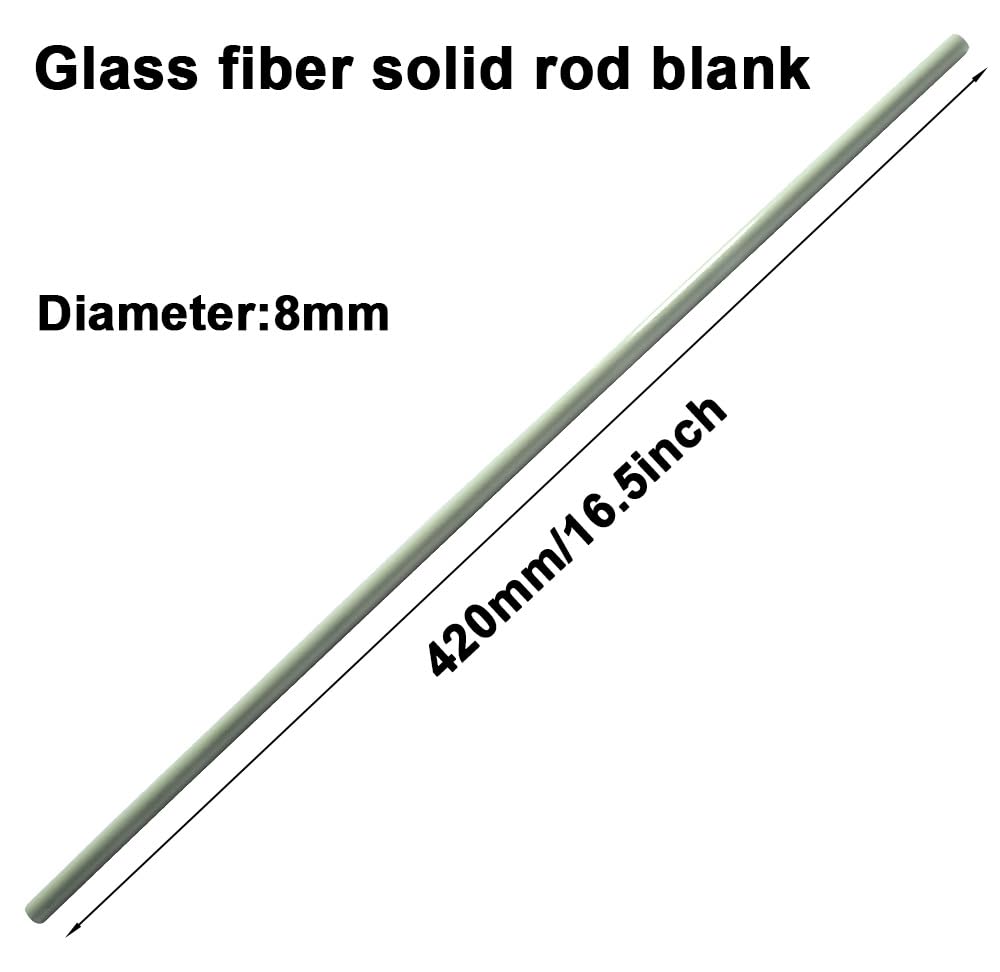 Lot de 10 tiges vierges rondes en fibre de verre - Diamètre : 8 mm x 420 mm
