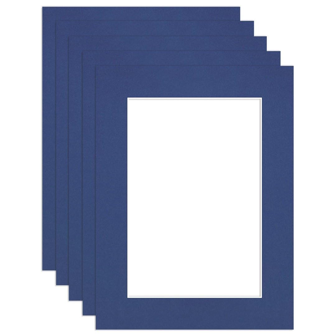 Procut Global 16x12" Blue Picture Mounts to Fit 12x8" Aperture - Precision Cut Cardboard Photo Mount - Ideal for Frames, Prints, Artwork & Certificates - Sizes & Colours Available - 5 Pack