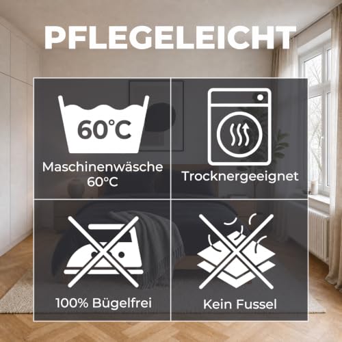 Soifox Winter Flanell Bettwäsche 135x200 4-teilig Anthrazit 100% Polyester – Ansicht 5