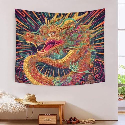 Tapisserie murale dragon 3D pour masquer un mur nu de grande taille