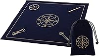 Vista 30 de BLESSUME Mantel de cartas de tarot de altar con bolsa de tarot adivinación Wicca Velvet (azul 2)