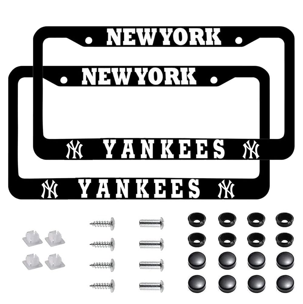 Photo 1 of 2 Piece License Plate Frames for Yankee Fans, Rustproof Aluminum Alloy Yankee License Plate Frames US Standard License Plate Holder with Screw Caps Set