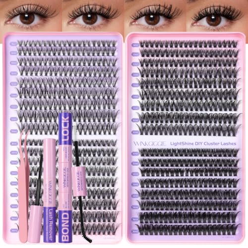 Image of Lash Clusters Kit 700Pcs Cluster Eyelash Extensions Kit, D Curl Wispy Natural Eyelashes Individual Lashes with Bond Seal Tweezers Remover, 8-16mm (30+40+50+60D)
