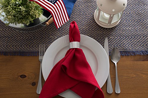 Dii Jute Burlap Collection Kitchen Tabletop, Table Runner, 14X108, Chevron Blue #TOP6