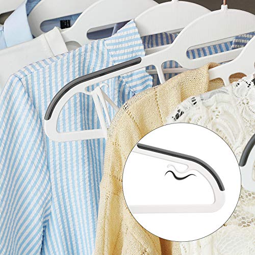 SONGMICS Kleiderbügel 30er Set, Anzugbügel aus Kunststoff, hochwertig, Anti-Rutsch-Design, platzsparend, 0,5 cm dick, Haken in Roségold, um 360° drehbar, 41,5 cm breit, weiß-dunkelgrau CRP043W01