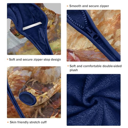 Autumn Rooster Pumpkins Fall Toddler Fleece Jacket Girl Boys Hooded Fleece Jacket Coat Warm Outwear Zip-up 3-10T3