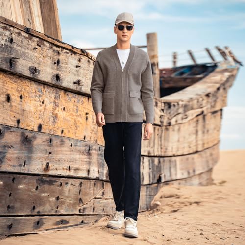 Image of Men's Cardigan Sweater Button Front V-Neck Long Sleeve Knit Sweaters
