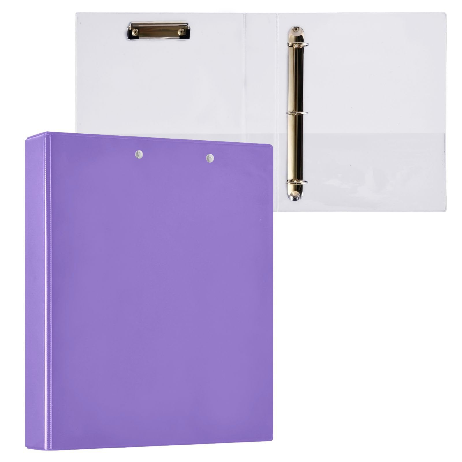 Raccoglitore a 3 anelli viola medio da 3,8 cm, raccoglitore ad anelli a D, raccoglitore a 3 anelli con portablocco, raccoglitore flessibile, raccoglitore scolastico a 3 anelli (confezione da 2)
