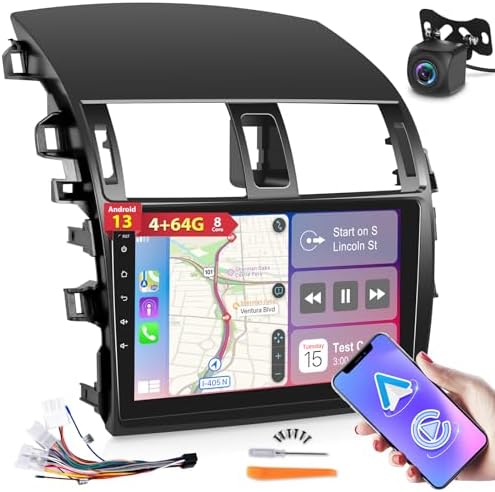 Android 13 Car Stereo For Toyota Corolla 2009-2013 - Wireless CarPlay & Android Auto, 4+64GB