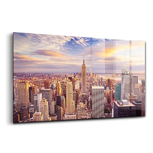 Image verre coloré New York pour décorer un salon moderne