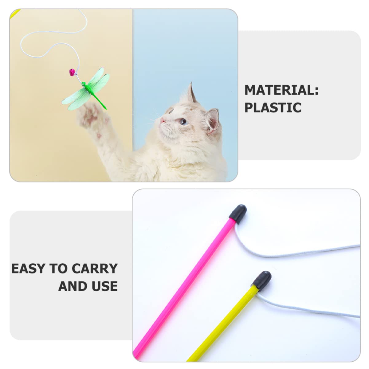 POPETPOP Lot De 5 Jouets pour Chat Canne À Pêche Décorative Jouet Interactif pour Chat Jouet Portable pour Chats Dintérieur 4 Pièces X 5