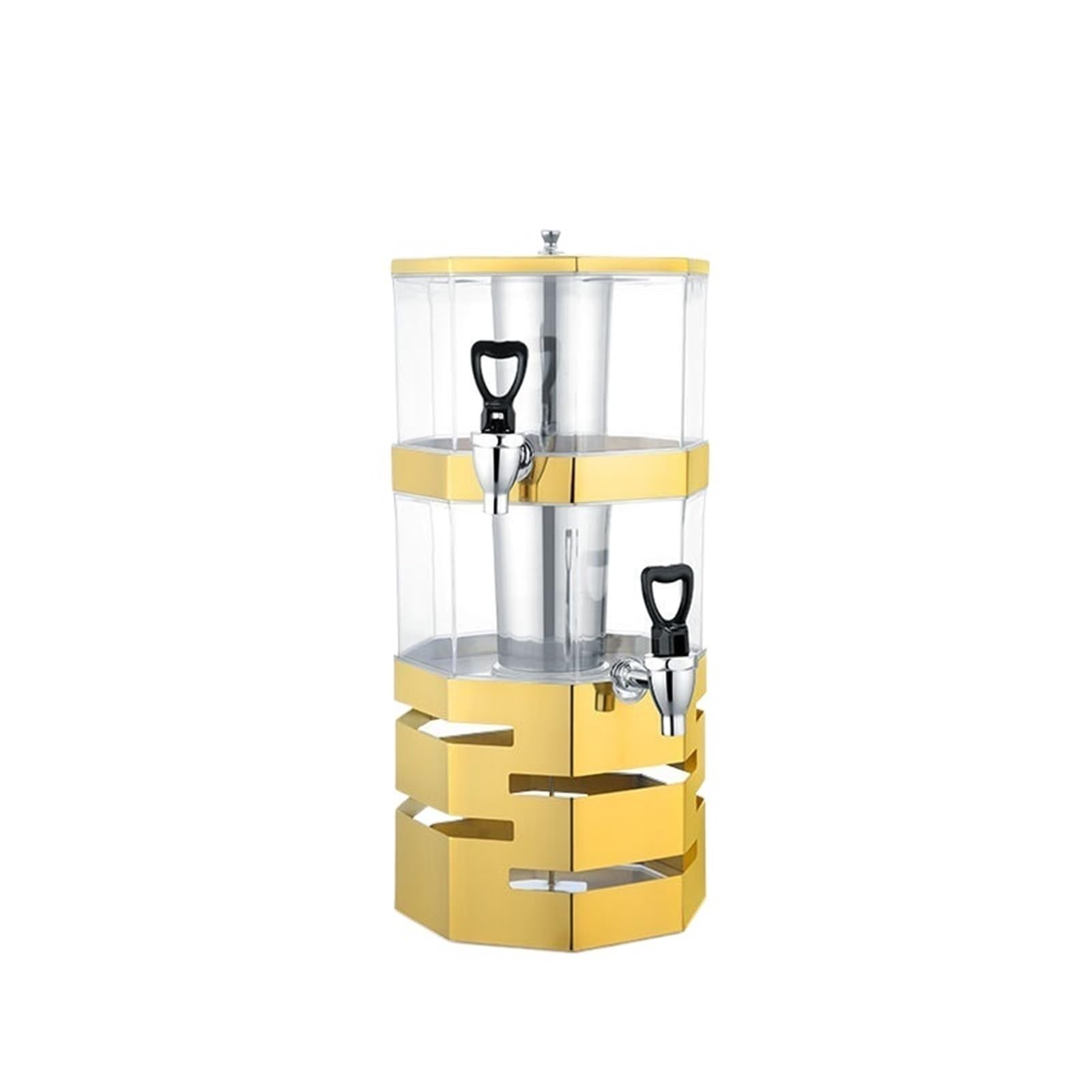ASerZenith Juice Dispenser 4L Drink Dispenser For Parties Plastic Beverage Container With Stand For Juice Lemonade Clear With Spigot Ice Chamber(Gold-2F)
