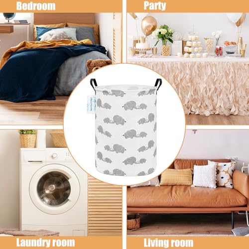 Image of Storage Bin, Canvas Fabric Collapsible Organizer Basket for Laundry Hamper,Toy Bins,Gift Baskets, Bedroom, Clothes,Baby Nursery (Full Love Elephant)