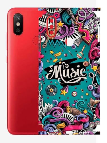 Image of AtOdds - Full Body Back Screen Guard Protector Film - Lamination Wrap Skin Sticker Compatible with Xiaomi Mi A2 | Scratchproof Matte Finish (Design - Music)