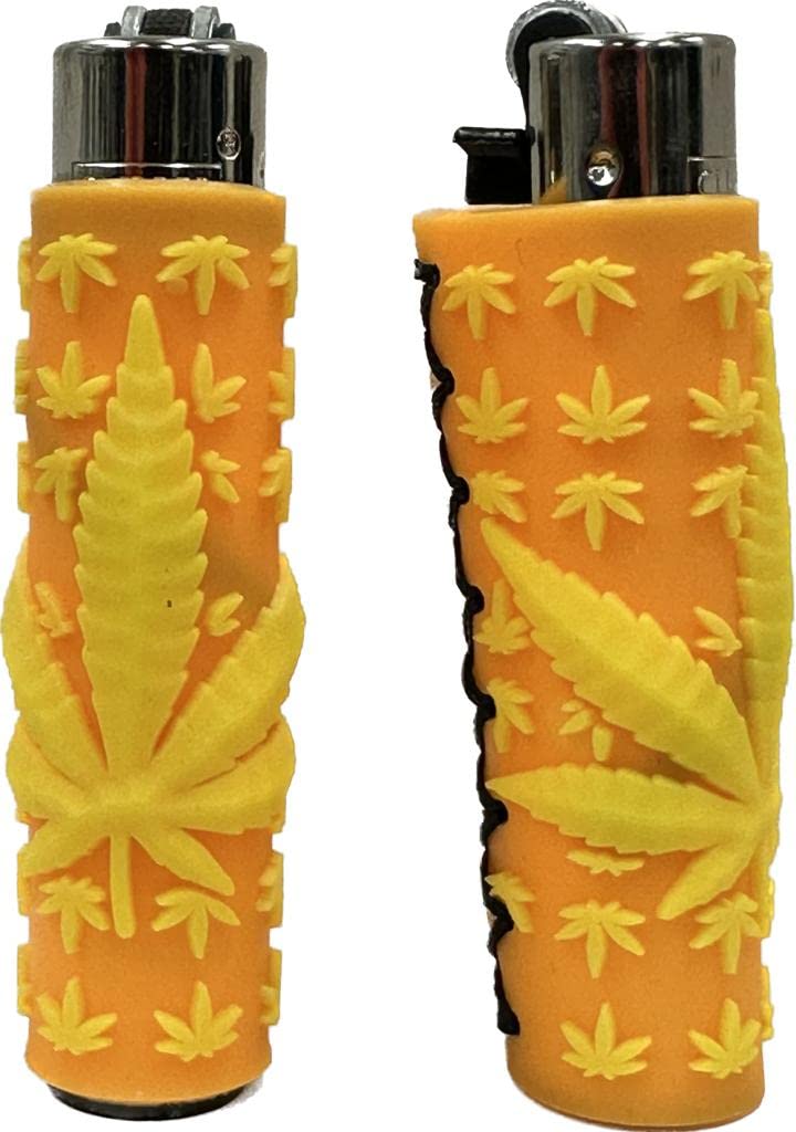 Clipper Rubber Lighter Corn Case Collection, Clipper Lighter soft touch Lighter 1 pcs, Gas Lighters, New Different Rubber Designs (No Fuel) (Big Yellow Leaf)
