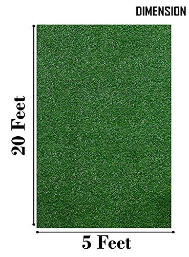 Image of Yellow Weaves 45 Mm High Density Rectangular Shape Polypropylene Artificial Grass Carpet Mat For Balcony, Lawn, Door(5 X 20 Feet), Green