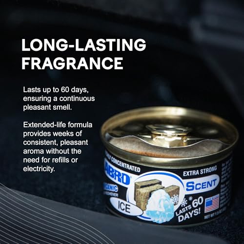 Image of ABRO Car Air Fresheners: Canned, Spill Proof Airfreshener for Home, Office, or Car Accessories Interior, Up to 60 Days - 3Pck New Car Smell Ice Scent