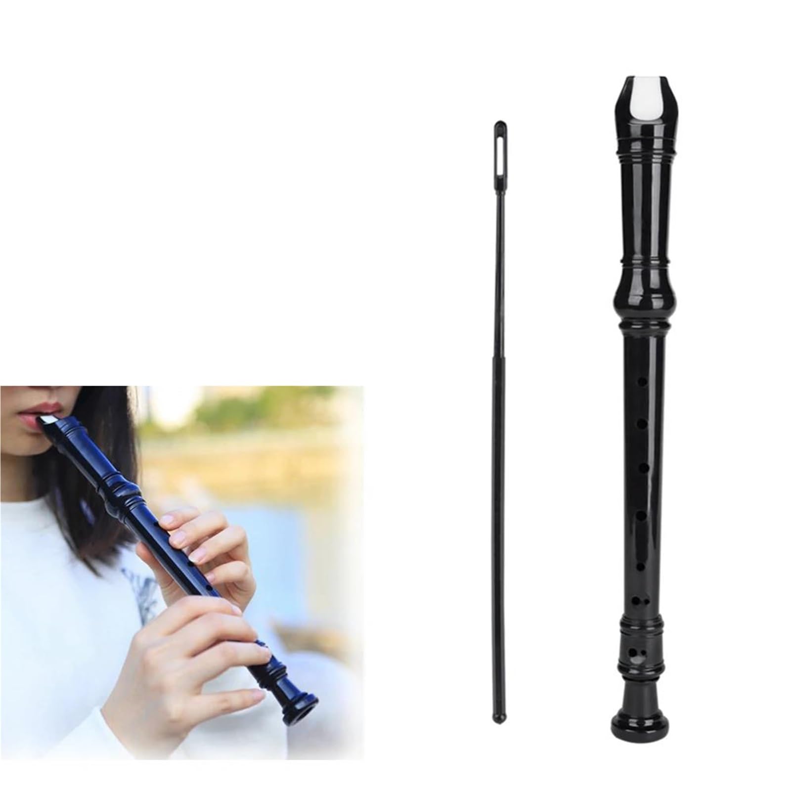 Flauto Dolce Professionale Flauto Dolce Soprano In Stile Tedesco Strumento Adatto Ai Principianti In Plastica ABS(Black)