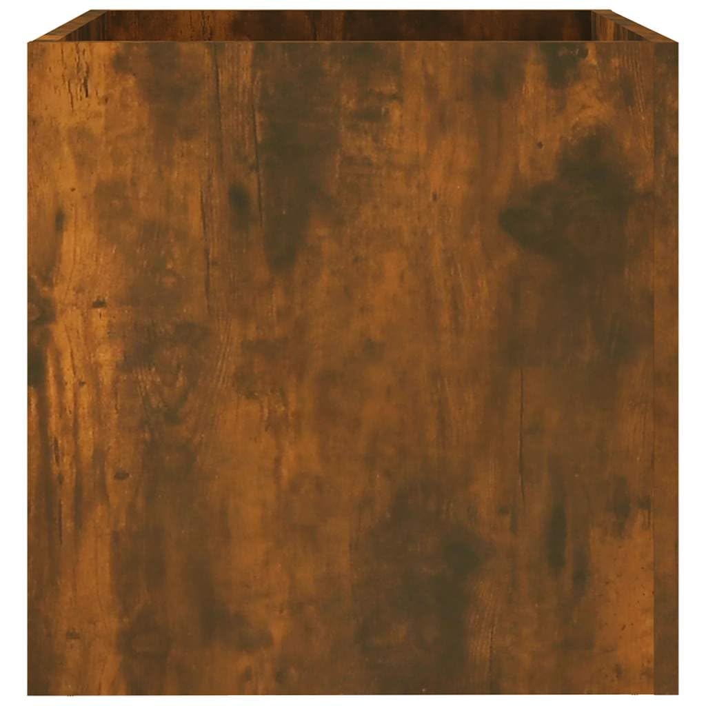 Homogen Macetero de roble ahumado, 40 x 40 x 40 cm, material de madera, para balcón, jardín, interior y exterior, resistente a la intemperie, con drenaje y uso de riego, de pie y colgante, versátil