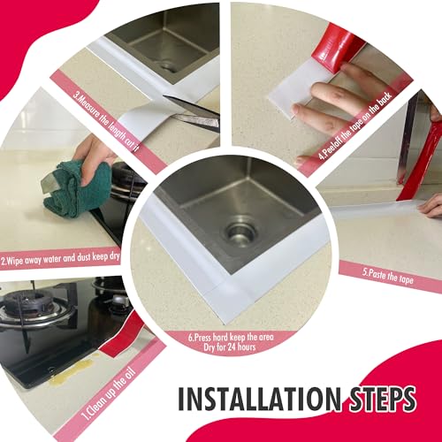 Image of Waterproof Caulk Tape, Self-Adhesive for Toilet, Tub, Kitchen, Corners,Bath