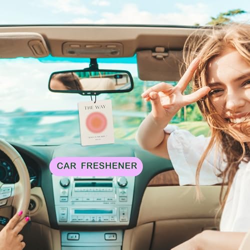 Image of Pink Aura Christian Car Air Freshener, Funky Y2K Bible Verses Air Freshener Hanging 3 Pcs for Cars Closet Drawer or Books, Religious Christian God Jesus Car Accessories Mirror Decor for Women