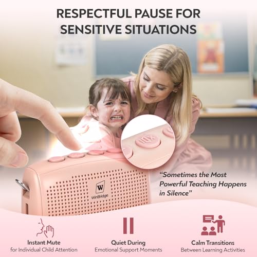 Image of WinBridge WB002 Bluetooth Voice Amplifier with Wireless Headset, Pink | Speaker and Mic Ideal for Cassrooms, Teachers & Presenters, 15W Clear Sound, One-Touch Mute, Lightweight, 12-15 hr Battery