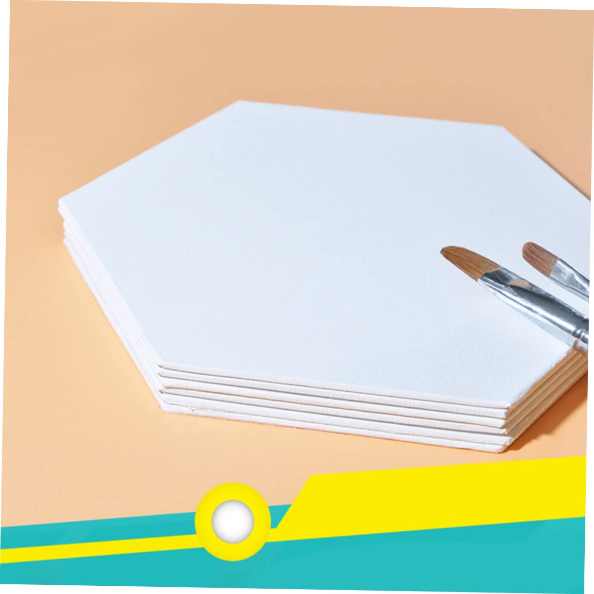 Lot de 3 Toiles D'artiste Hexagonales en Coton Blanc 12,5 Cm pour Peinture à L'huile et Acrylique, Panneaux à Monter Soi-même pour Artistes Amateurs et Étudiants, Usage Intérieur
