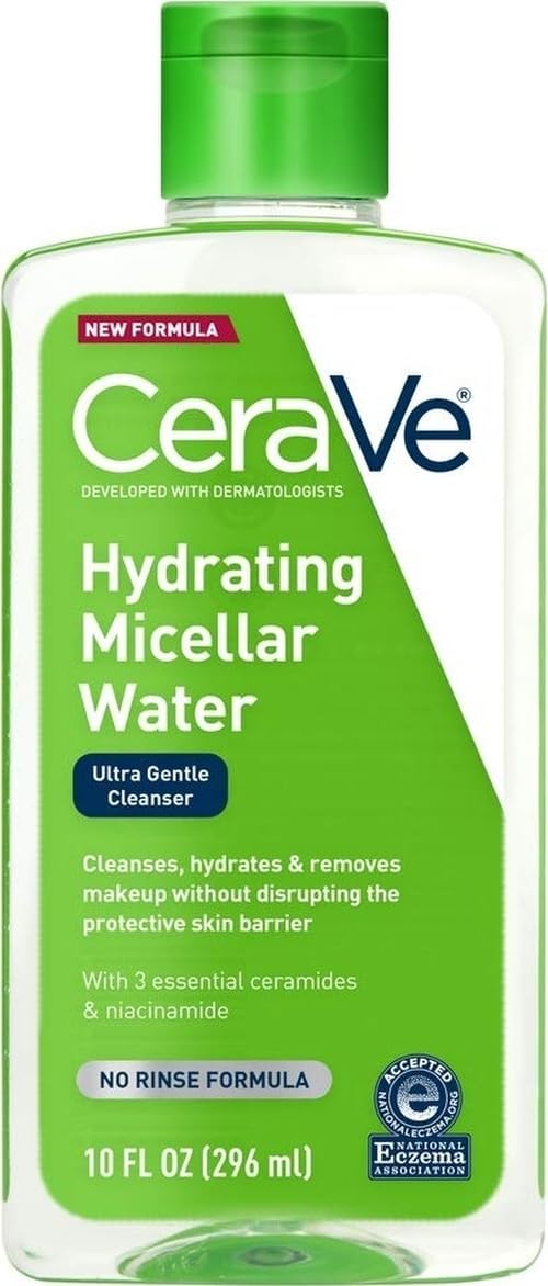 Micellar Water, Hydrating Facial Cleanser & Eye Makeup Remover, 10oz | Rinse-Free Skin Care Formula with Ceramides and Glycerin Acts As A Gentle Daily Makeup Remover Suitable For Sensitive Skin