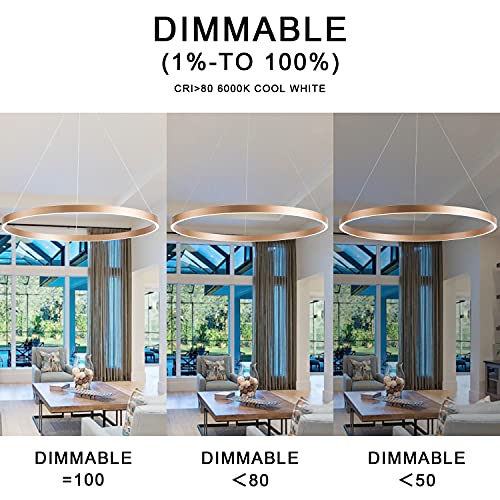 Image of MADEM Modern 31.5'' LED Chandelier 1-Ring Circular Dimmable Pendant,Gold | Flush Mount Pendant Lighting for Living Room Dining Room, Bedroom, 31.5'' x 1.38'', 3000K-6000K