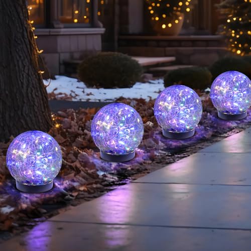 MLKNK Solar Globe Lights Outdoor Waterproof-Solar Balls-Solar Garden Lights-Orbs for Outside 4 Pack...